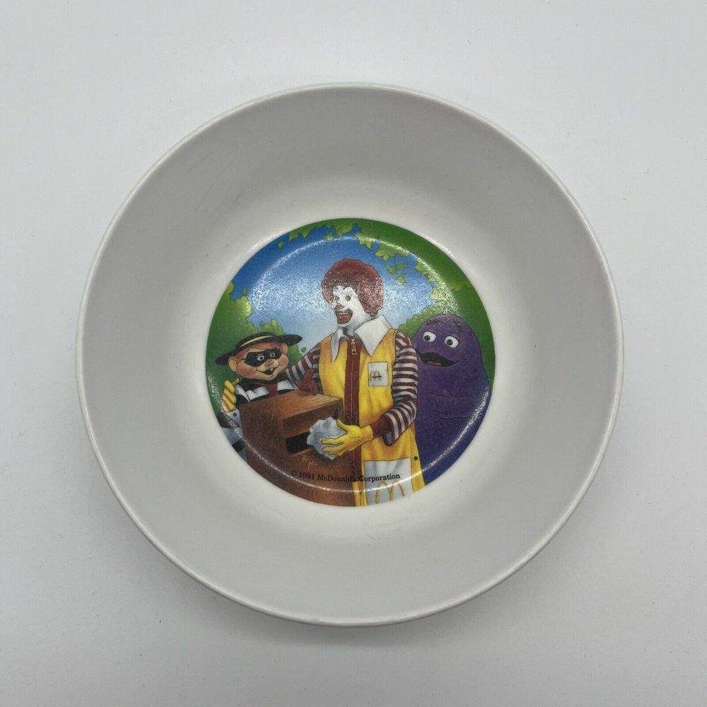 1991 Vintage McDonalds Melamine Cereal Bowl Ronald McDonald Grimace